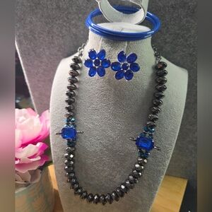 Blue and Gunmetal Jewelry Set
